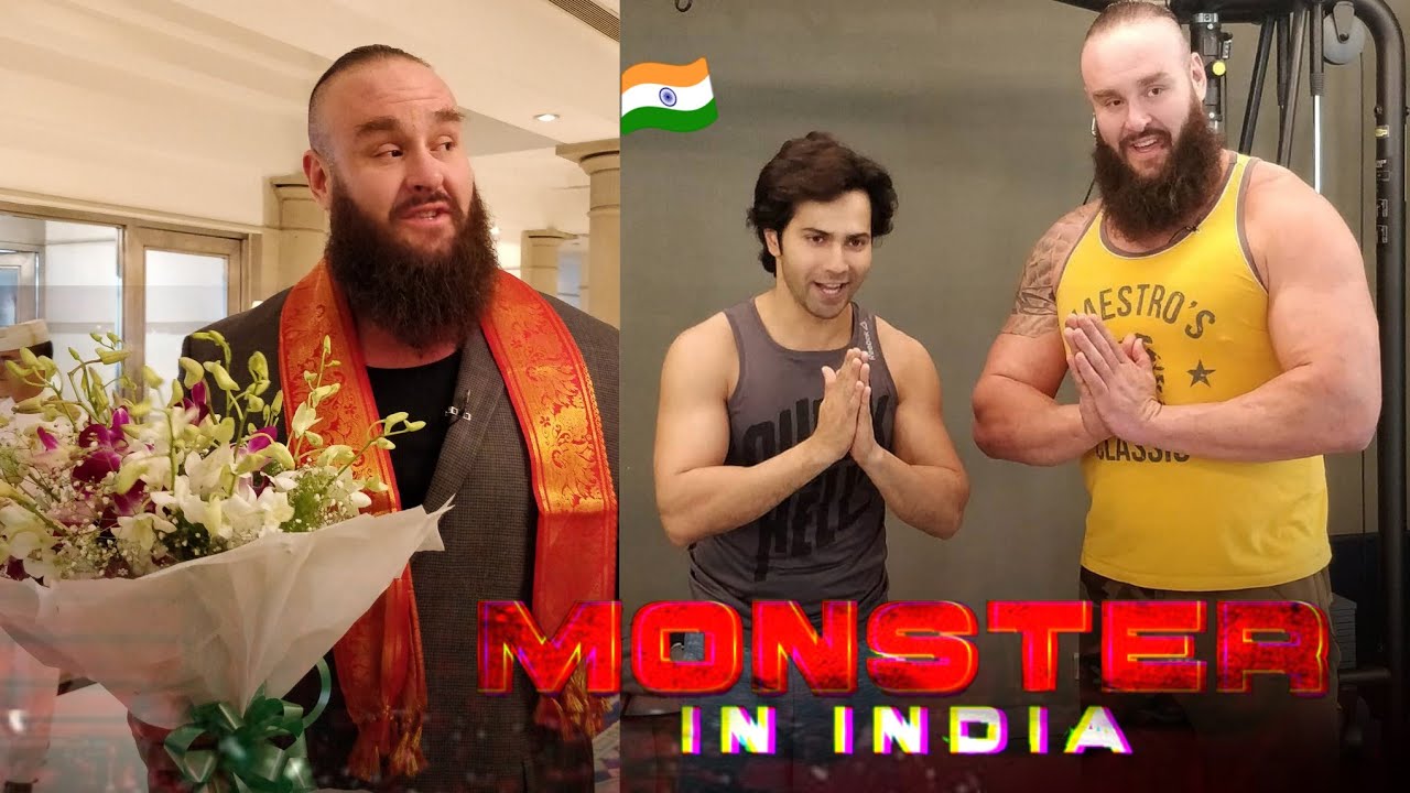 Varun Dhawan Meets WWE Superstar Braun Strowman in Mumbai, Competes in Flexing Contest