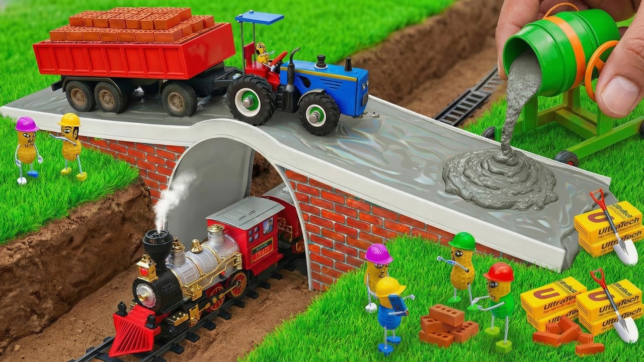DIY Mini Tractor | SURPRISING Way to Build a Strong Cement Bridge Using Lots of Bricks