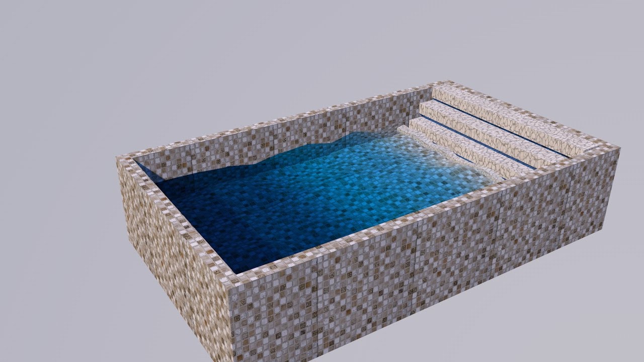 Simulation of a pool with water in Cinema 4d Tutorial
