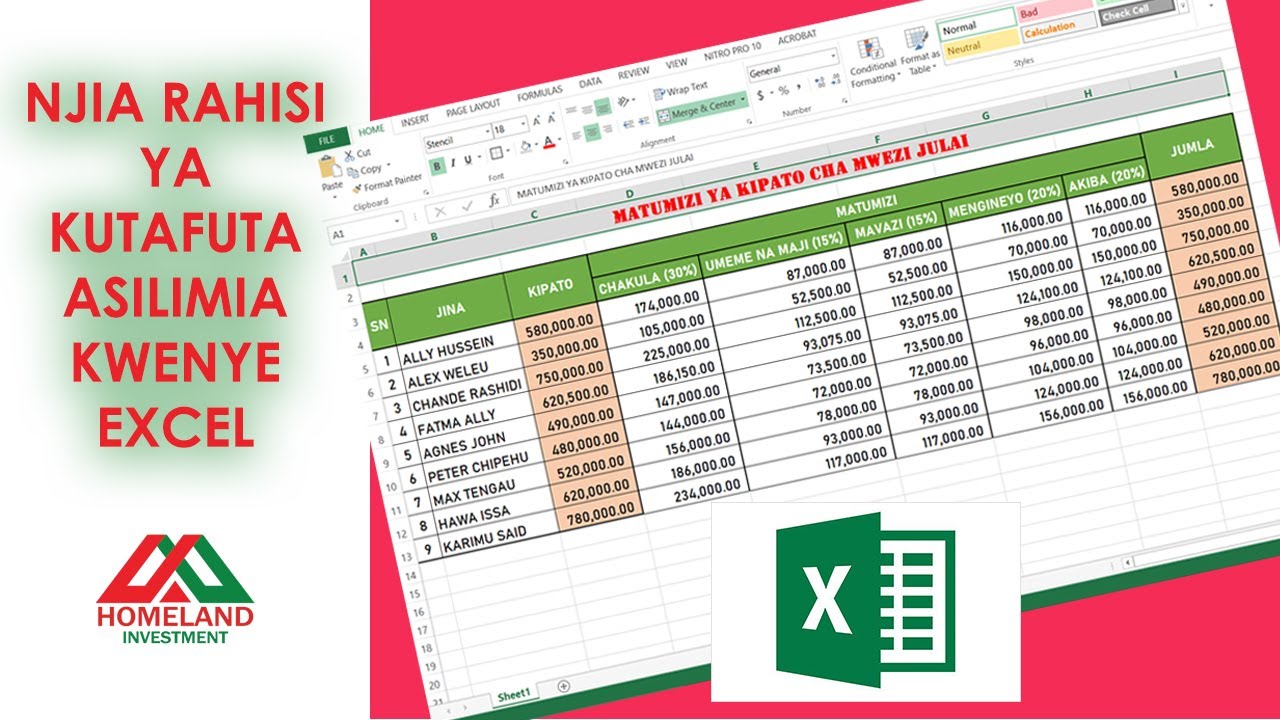 Mafunzo ya kutafuta Asimilia kwenye Excel