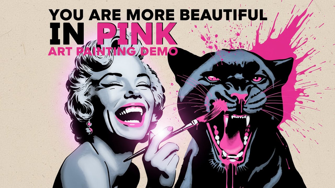 Stencil Painting Demo: Marilyn Monroe & Panther in Pink | Pop Art & Street Art Fusion