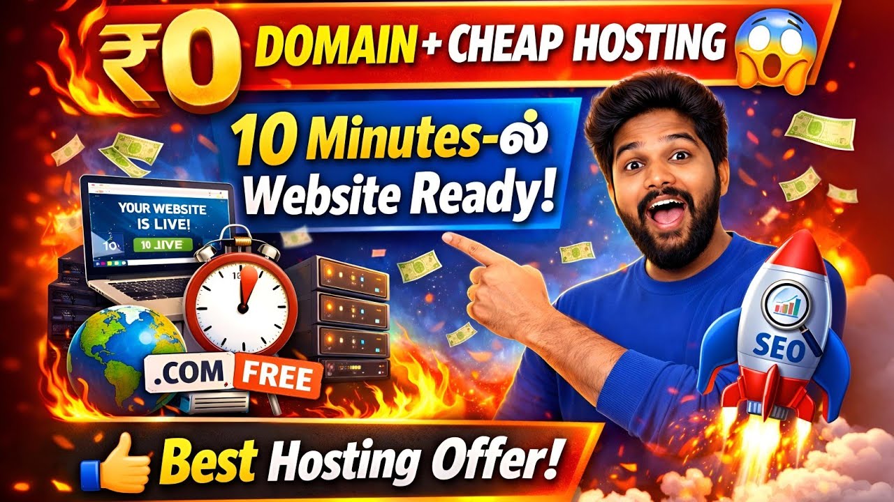 🔥 ₹0 Domain + Cheap Hosting 😱 | 10 Minutes-ல Website Ready! 🔥 | 👍 Best Hosting Offer