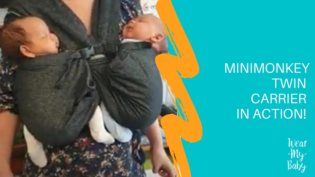 Демонстрация переноски-переноски MINI MONKEY TWIN с новорожденными близнецами