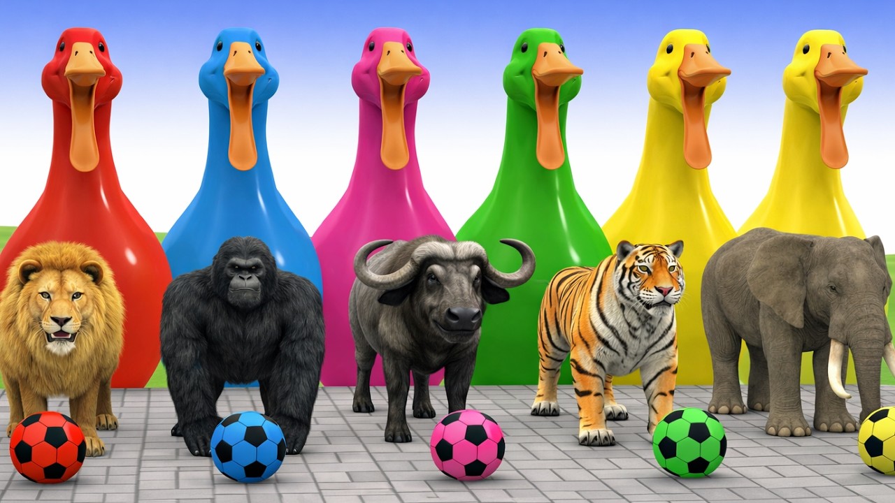 Long Slide Game With Cow Elephant Gorilla Hippopotamus Tiger 3d Animal Game Funny 3d Animals
