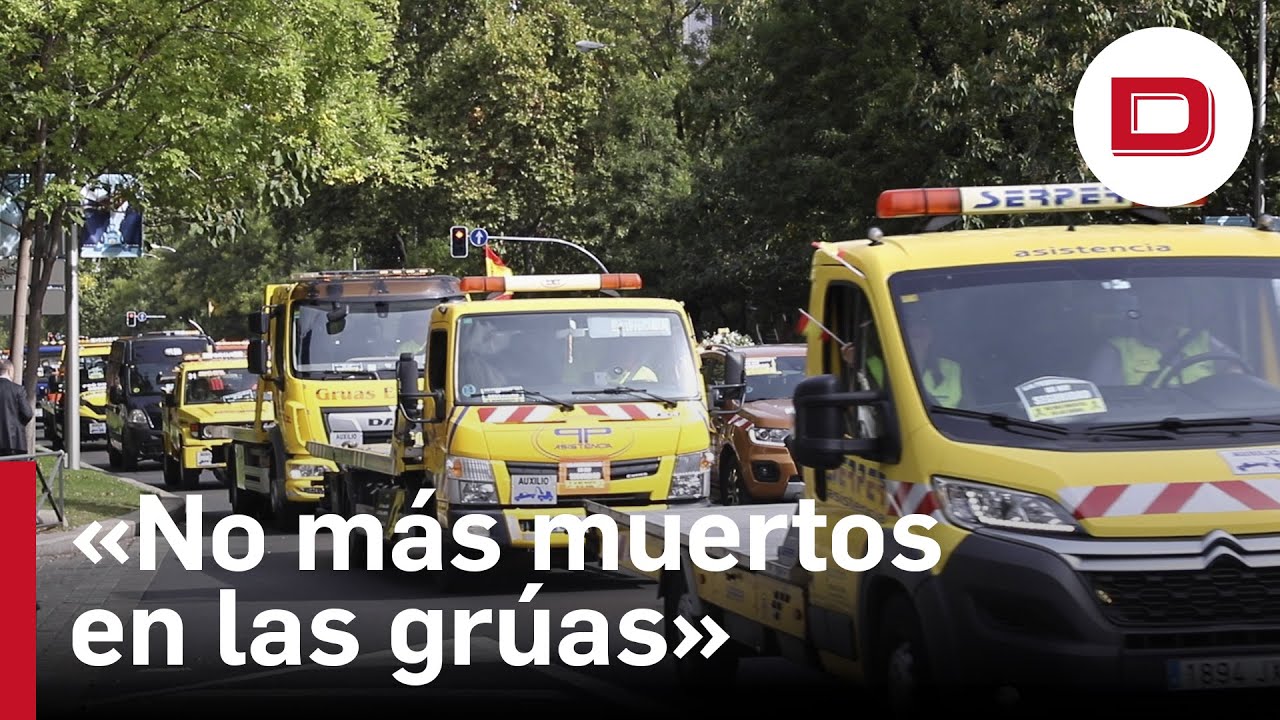 Así ha sido la marcha lenta de 150 grúas en Madrid que pedía no ´uberizar´ el servicio