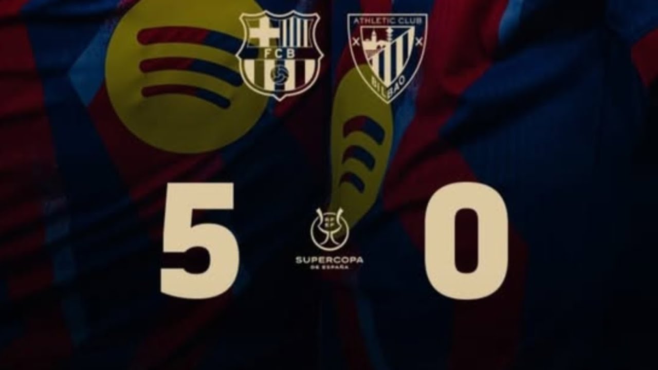 BARÇA 5  ATHLETIC CLUB 0.MENEO DEL BARÇA AL ATHLETIC CLUB Y EL BARÇA PASA A LA FINAL DE LA SUPERCOPA