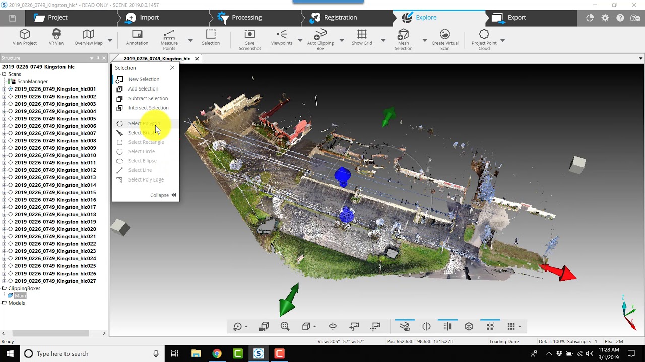 FARO SCENE 2019 Clean with Polygon and Moving Objects Filter to Remove Vehicles