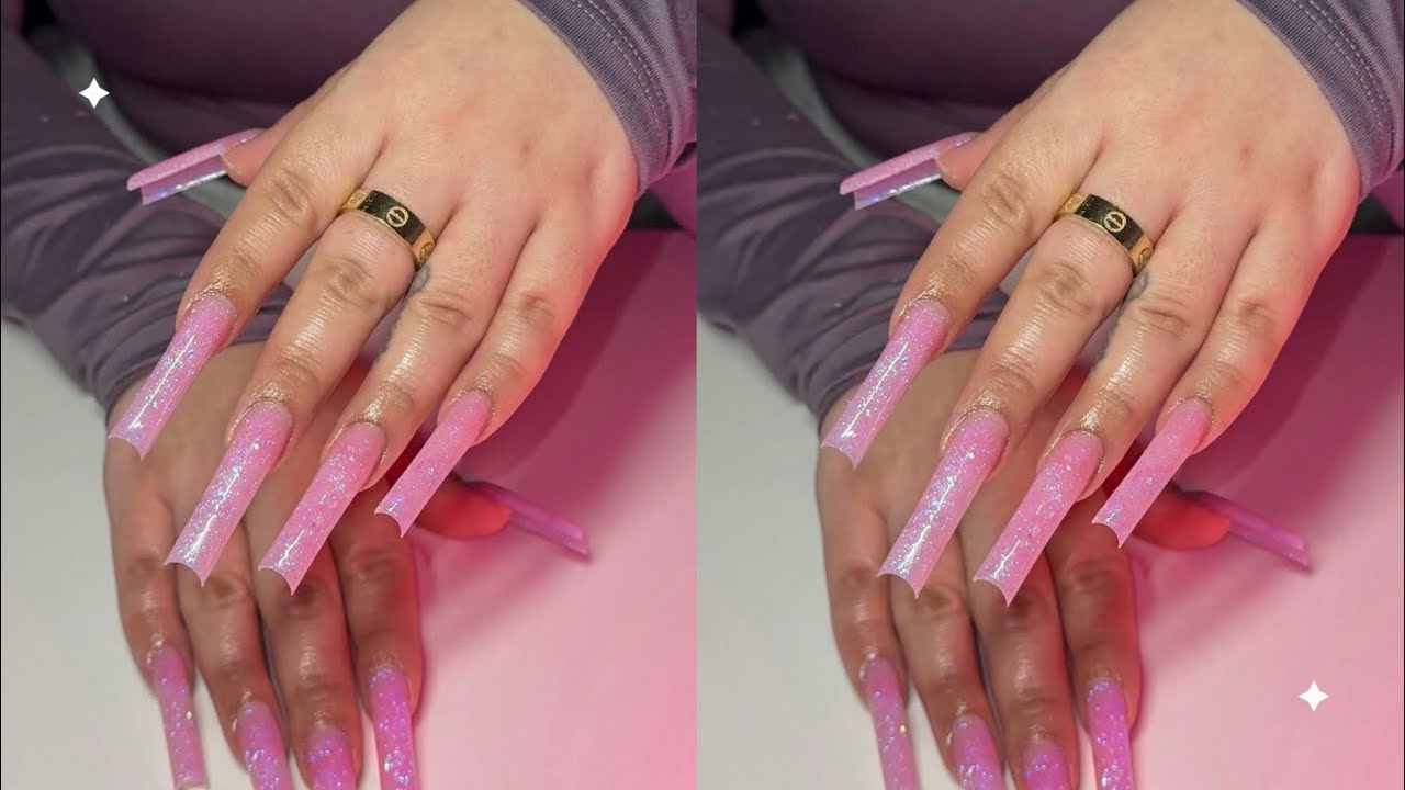 SOAK OFF + XL GLITTER PINK ACRYLIC SET