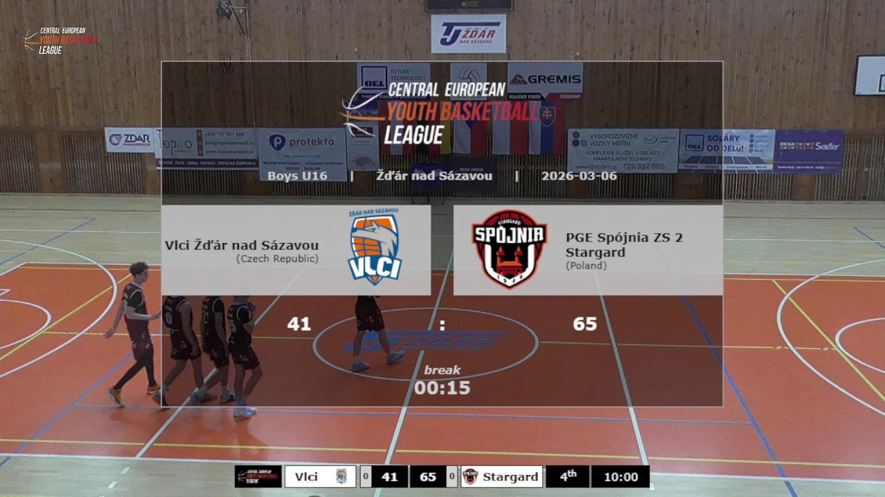 CEYBL U16, 6. 3. 2026, Vlci Žďár - PGE Spójnia ZS 2 Stargard