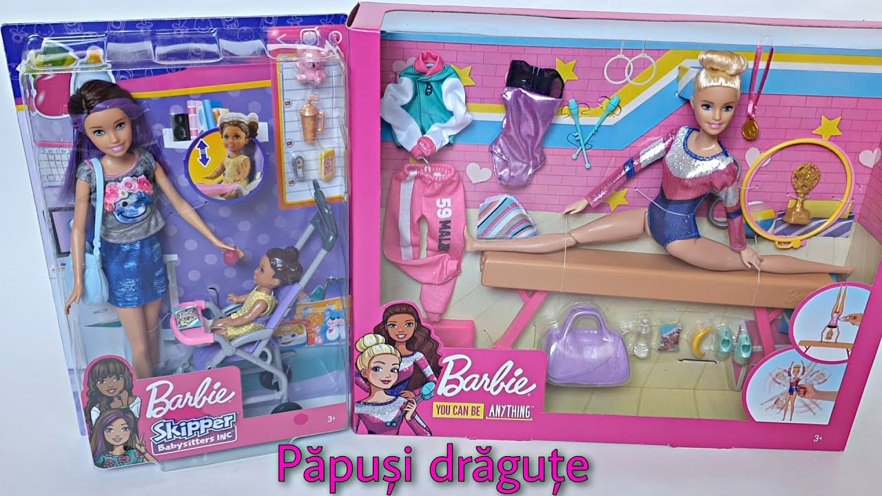 Set Barbie gimnastă și Skipper babysitter