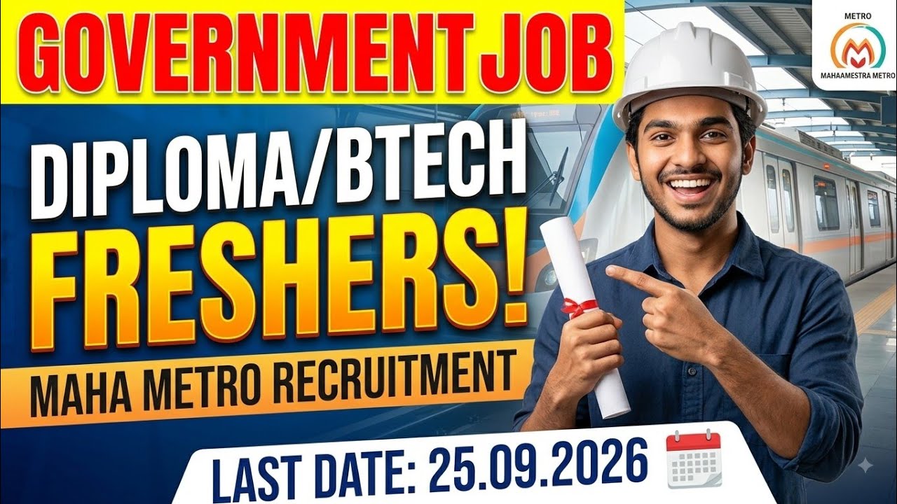 🚨 MAHA Rail Metro Recruitment 2026 | Maha Metro Vacancy 2026 | JE, Technician & Office Assistant
