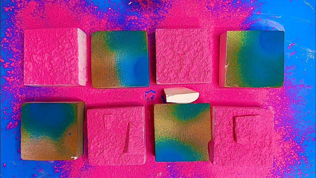 💘🍬SOFT CHALK BLOCKS x HOLI POWDER | ODDLY SATISFYING | GYM CHALK ASMR 🎧