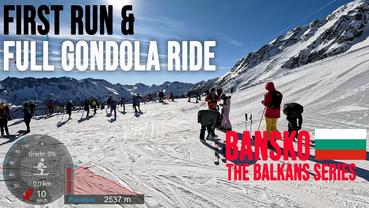 [4K] Skiing Bansko, First Run of the Day with Full Gondola Ride, Bulgaria, GoPro Hero11
