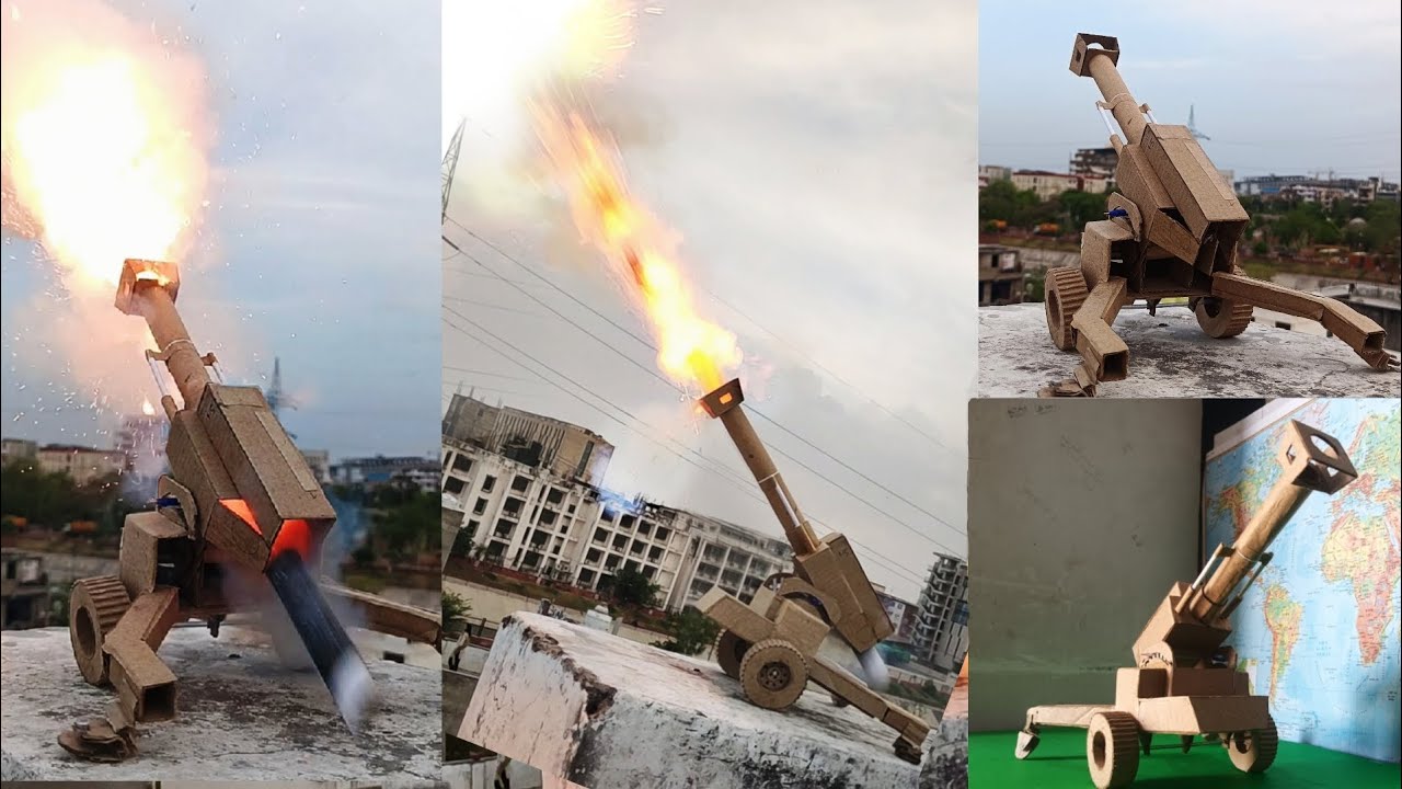 How to make shell ejecting bofors gun or artillery gun | Real fire feel made with cardboard @oregami