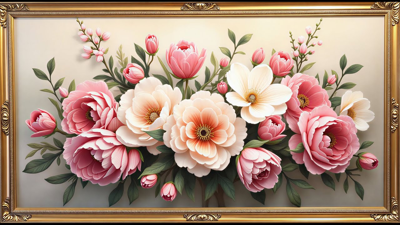 Eternal Bloom | Framed Ultra-Premium Floral Oil Painting Screensaver | Silent TV Art | 4 Hours | 4K