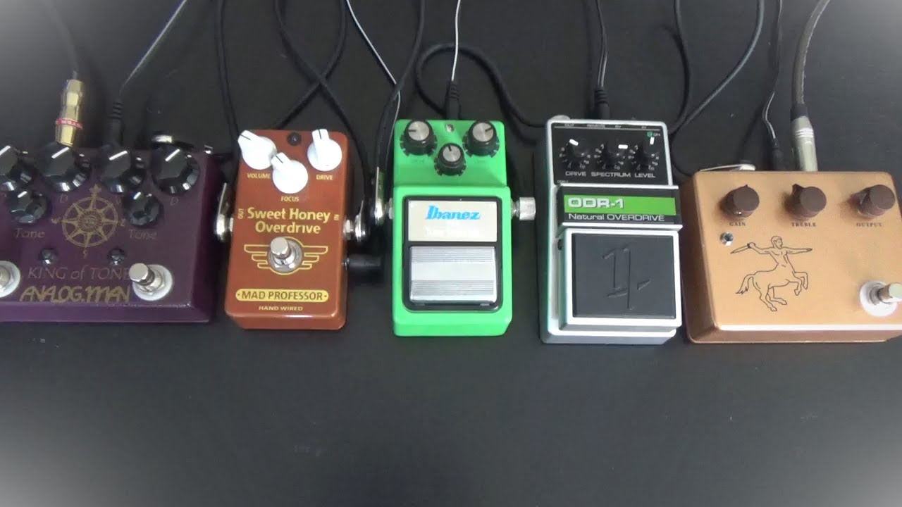 Low Gain Overdrive Shootout (Analogman KoT, Klon Centaur, Ibanez TS-9, Nobels, Mad Professor SHOD)