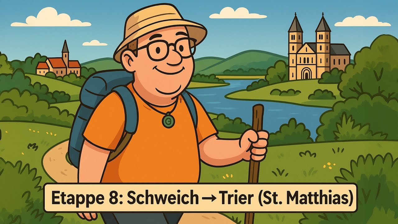 Finale Mosel Camino 8.Etappe von Schweich nach Trier | Ankunft an der Benediktinerabtei St. Matthias