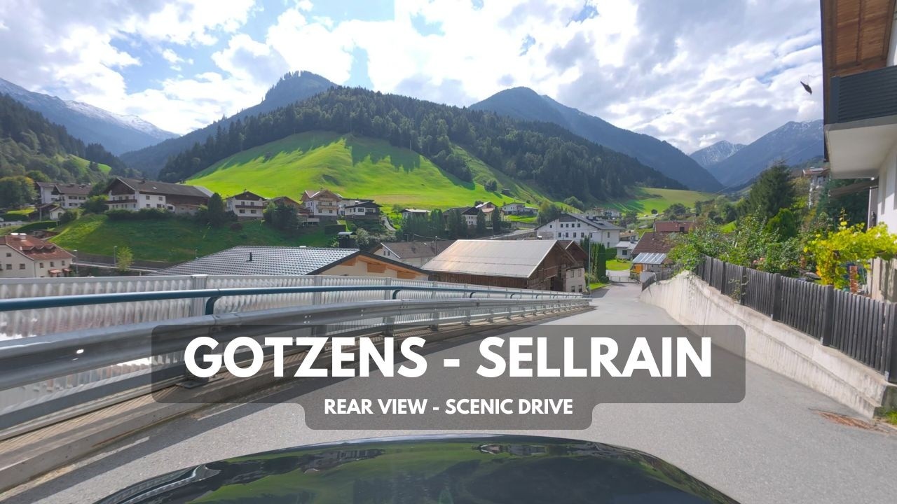 Scenic Alpine drive 4k HDR: through a sunny terrace to Sellrain, rear view