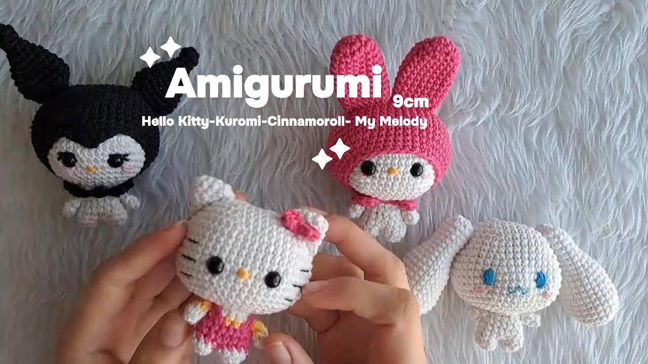 Tutorial de Hello Kitty tejida a crochet /Kuromi/Cinnamoroll/MyMelody Amigurumi paso a paso