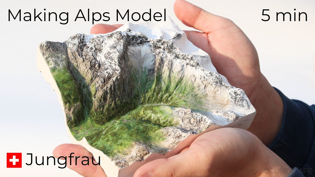 How to make Realistic Alps Landscape Model Diorama, Jungfrau Switzerland, Cubescape