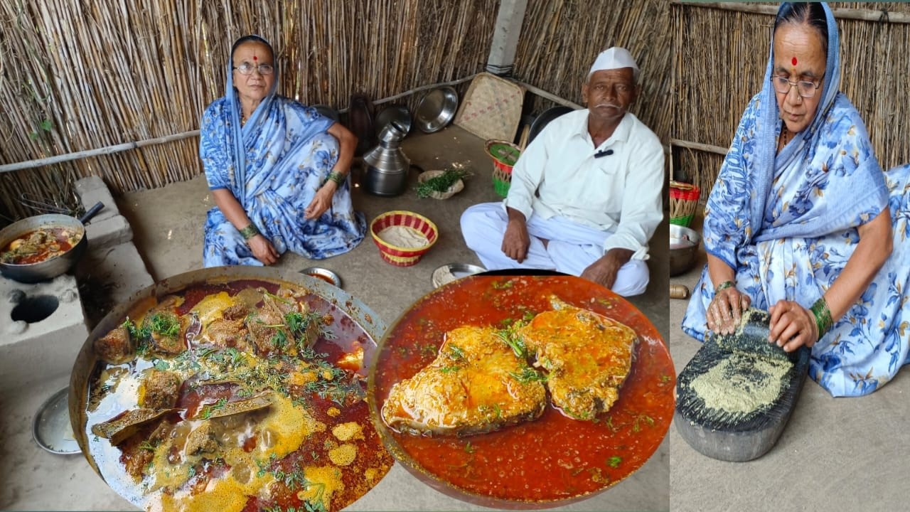 नदीच्या ताज्या ताज्या राहू माशाचं चुलीवरचं झणझणीत कालवण लय भारी झालं | Fish Curry | Tatyacha Mala