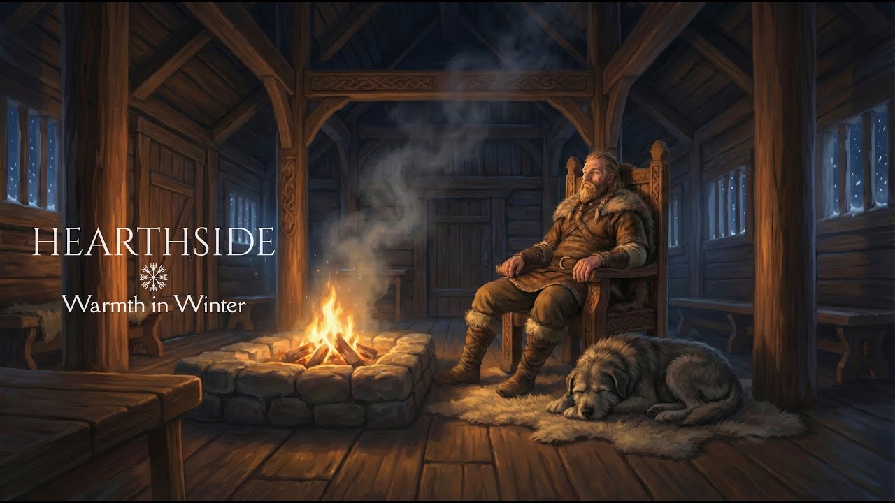 Hearthside in the Snow | Calm Viking Instrumental Music for Rest & Focus (1 Hour)