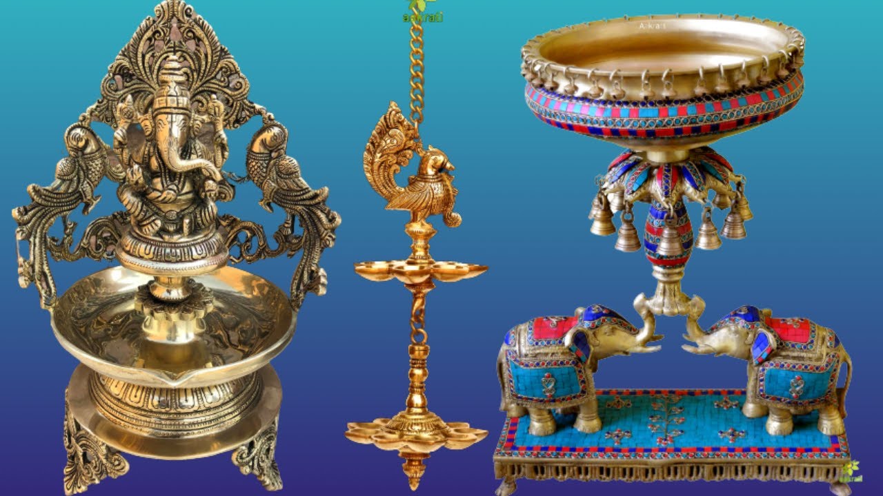 Indian Beautiful Antique Brass Items For Home Decor / Antique Brass Items for Living Room