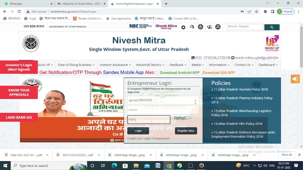 Revenue Services Though Nivesh Mitra Portal(U.P)