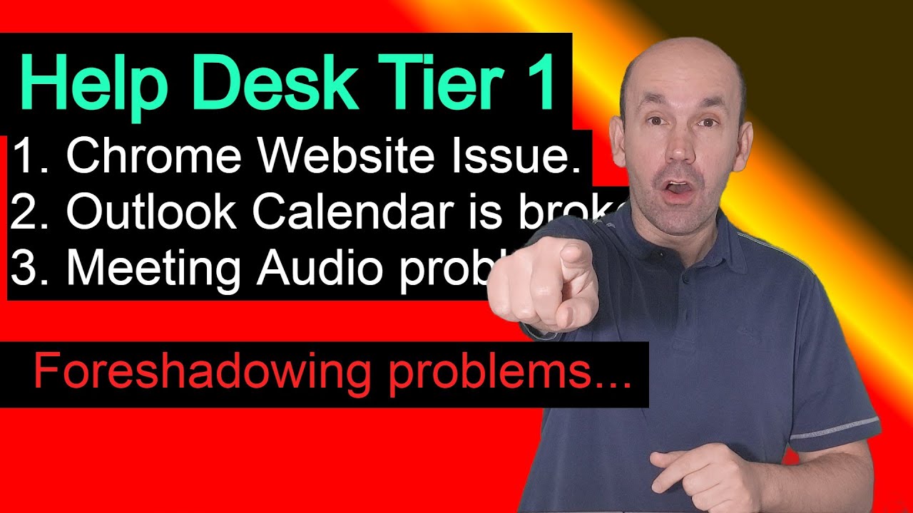 Help Desk Tier 1 Training video, Website Chrome issue, Outlook Shared Calendar, Meeting app audio no
