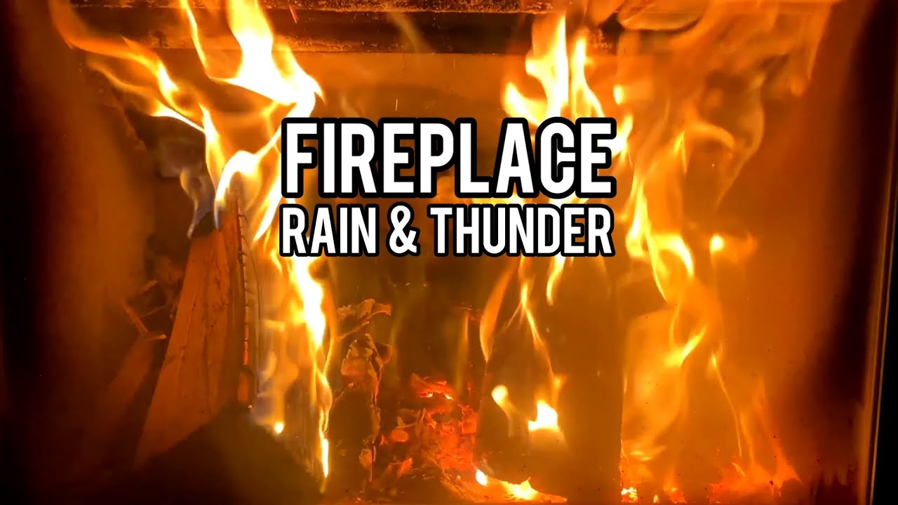 🔥4K Fireplace Crackling with Thunder and Rain Sounds for Study, Sleep, Relaxing