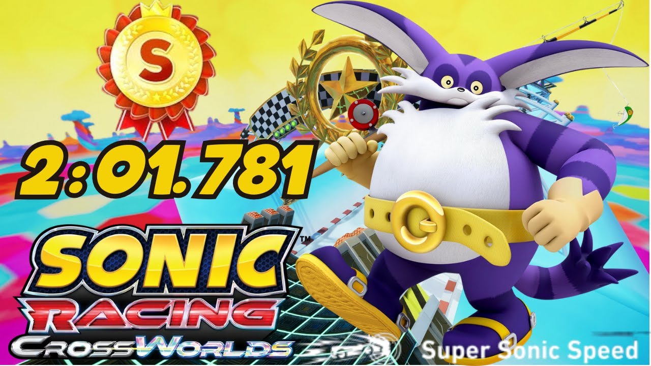 Sonic Racing Crossworlds | S Rank Time Trial on Hidden World with Big the Cat – 2:01.781