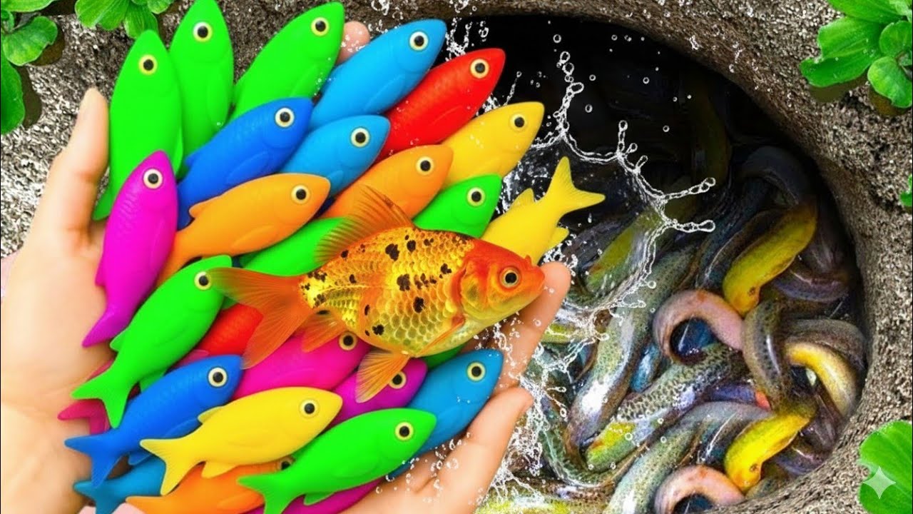 Catch beautiful aquarium fish in small pond baby turtles, molly fish, pencil fish, guppies, goldfiah