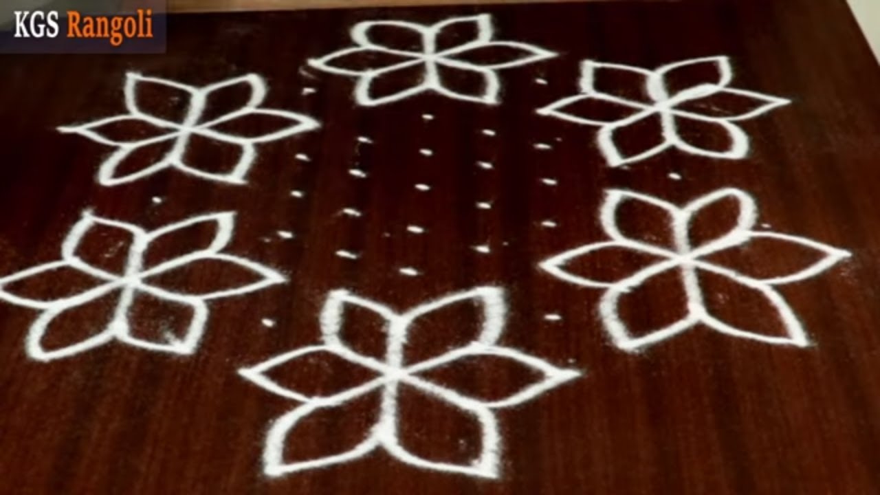 Beautiful Flower Kolam with 11x6 Dots | Daily Rangoli/Kolam/Muggulu with Dots | KGS Rangoli