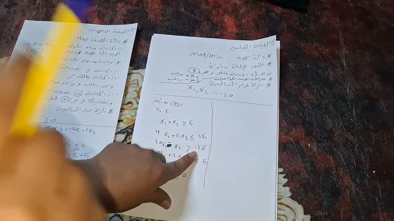 بحوث العمليات/صيغ البرمجة الخطيه(الصيغة القانونية/الصيغة القياسية )