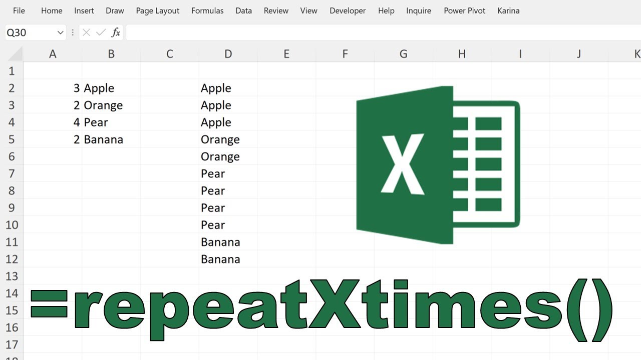 Как повторить значения X раз в Excel | LAMBDA