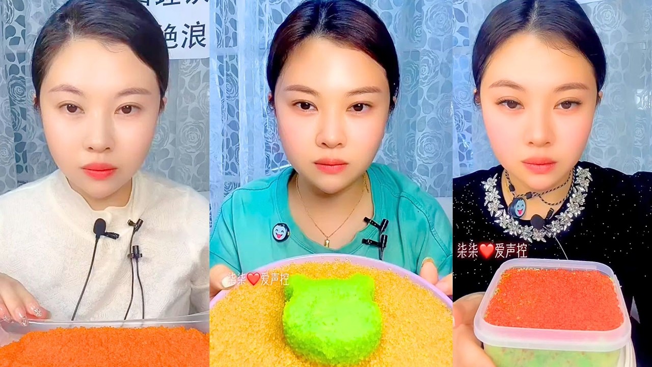 Colorful Fish Roe Tray With Green Center Shape ASMR Mukbang