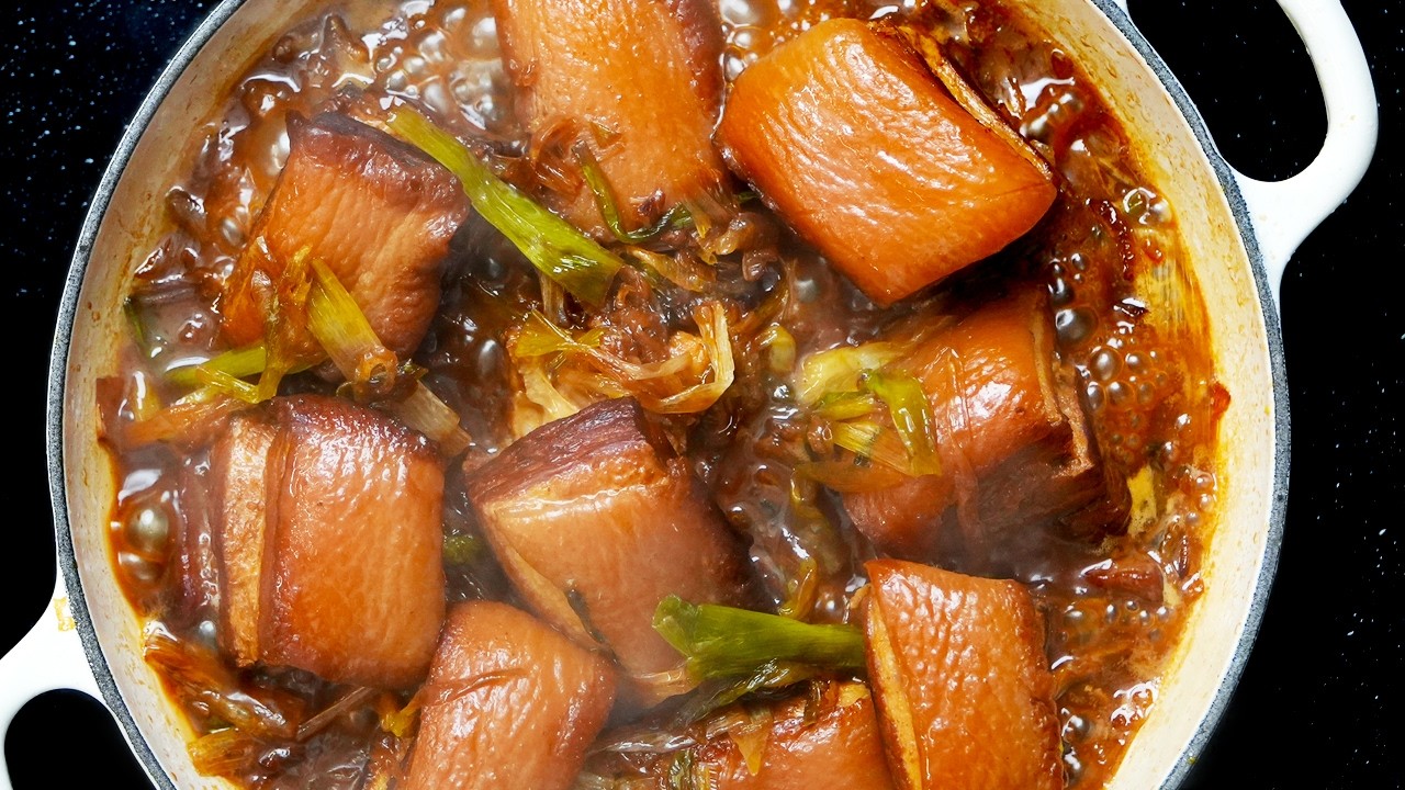 Scallion Braised Pork Belly &ndash; The Secret to Silky, Tender Pork Skin