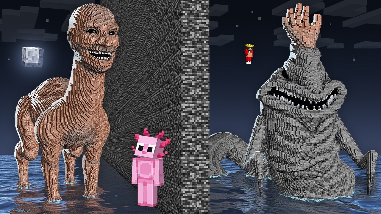 I Cheated in HUMAN HEAD SEA MONSTER VS Hand Sea Monster Minecraft Build Battle!