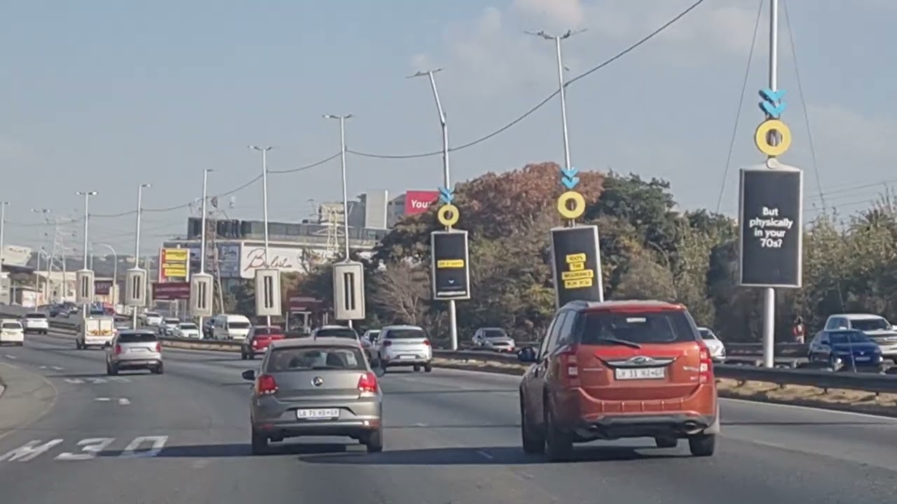 driving from Sandton city to Johannesburg city.