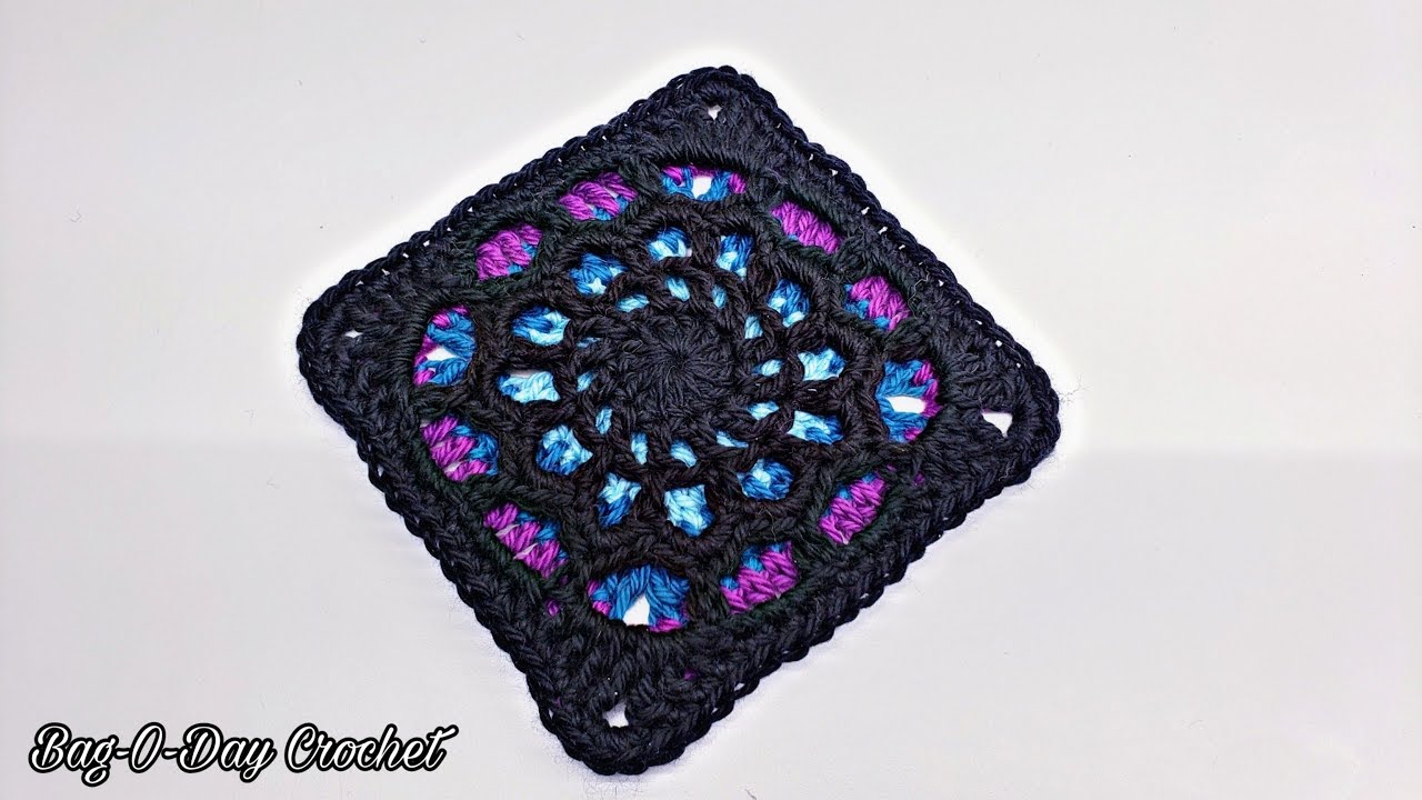 How To Crochet A Stained Glass Granny Square - Cathedral Windows | BAGODAY CROCHET TUTORIAL #530