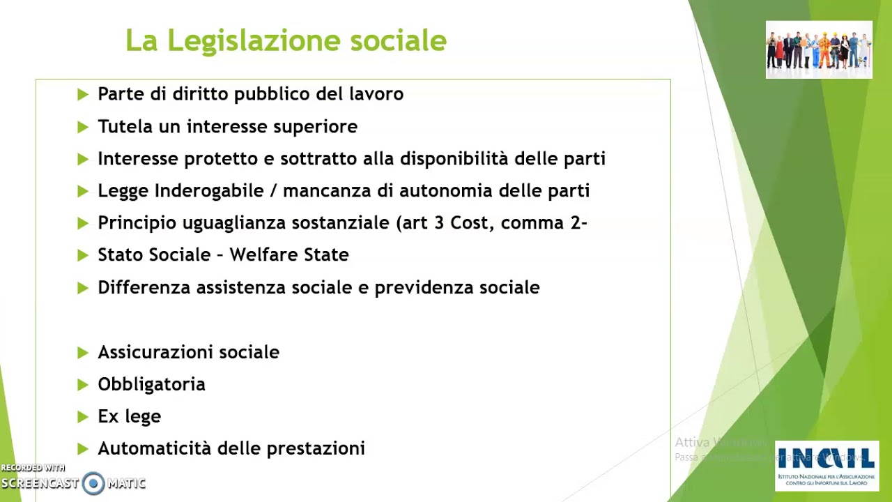 INAIL  - La Legislazione Sociale