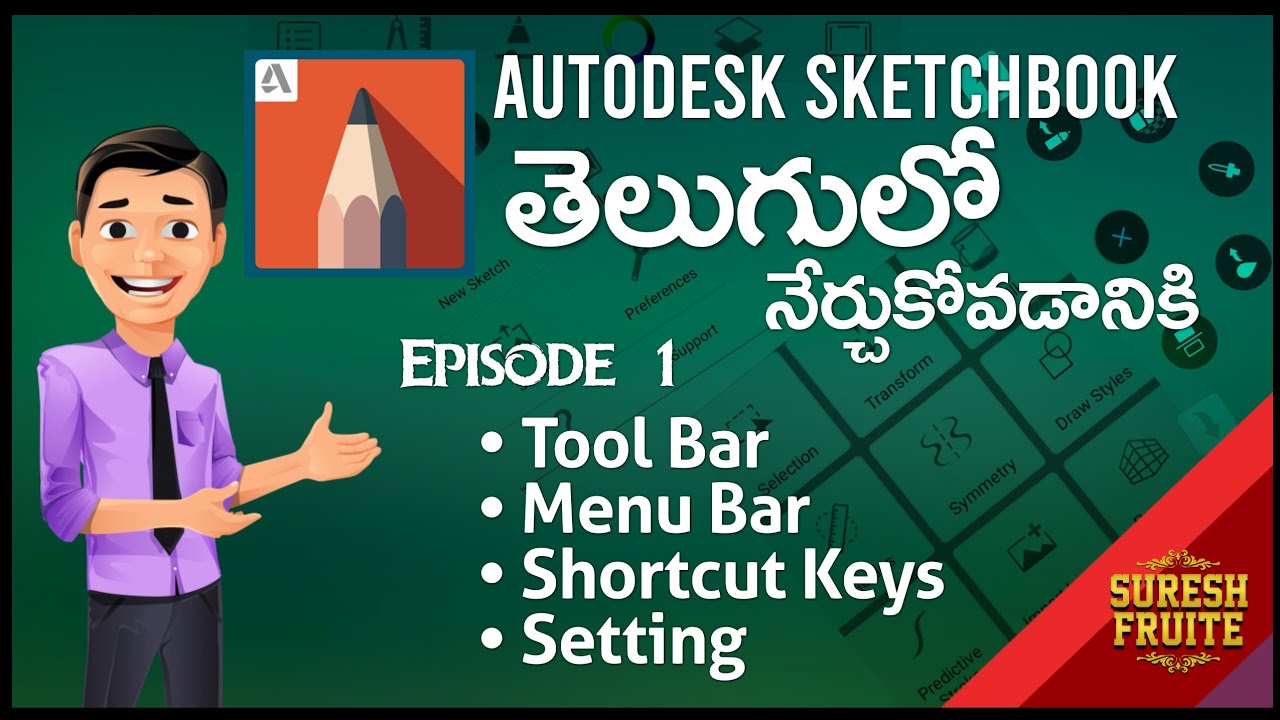 Explain full details about Autodesk Sketchbook telugu | Episode 1 | Menu & Tool Bar, Shortcut keys