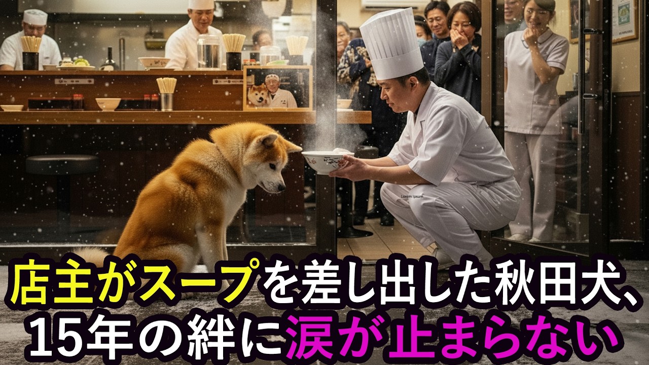 ラーメン屋の店主が店の前で待つ秋田犬に毎日スープをあげた。常連客が気づいた秘密とは