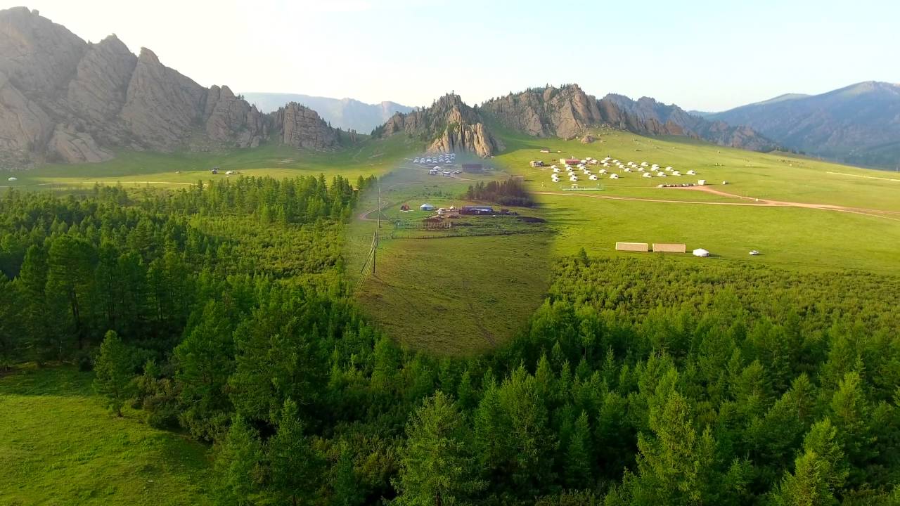 Aerial view of beautiful Terelj National Park, Mongolia