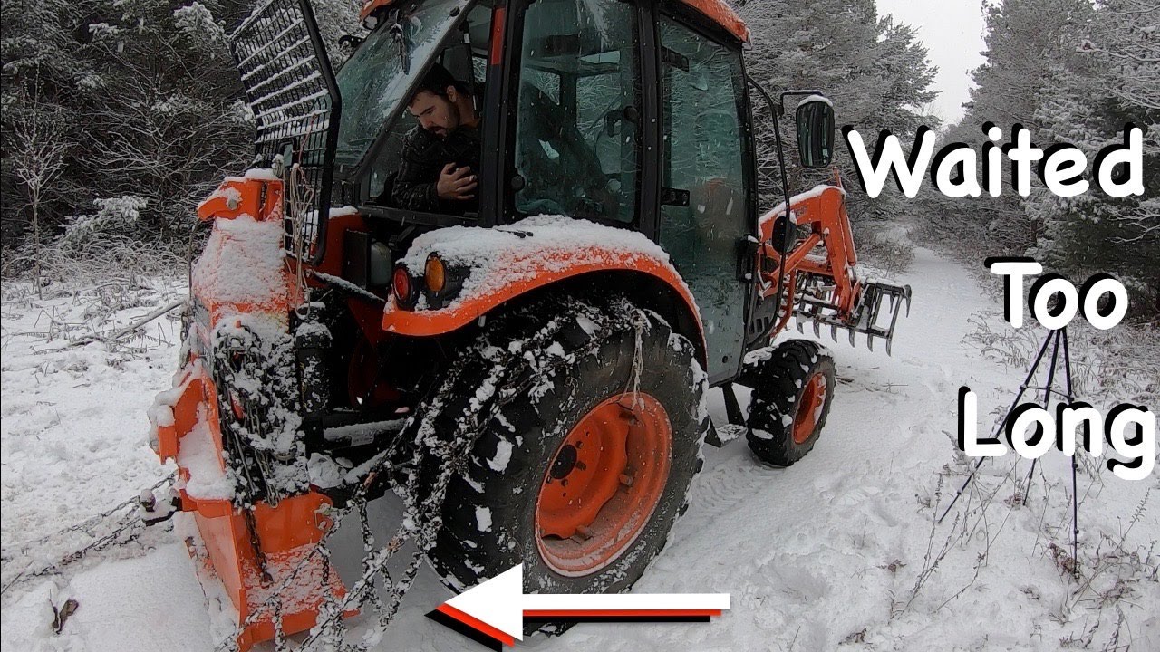 Tractor Sliding Backwards Out of Control on Ice and Snow | Scary!