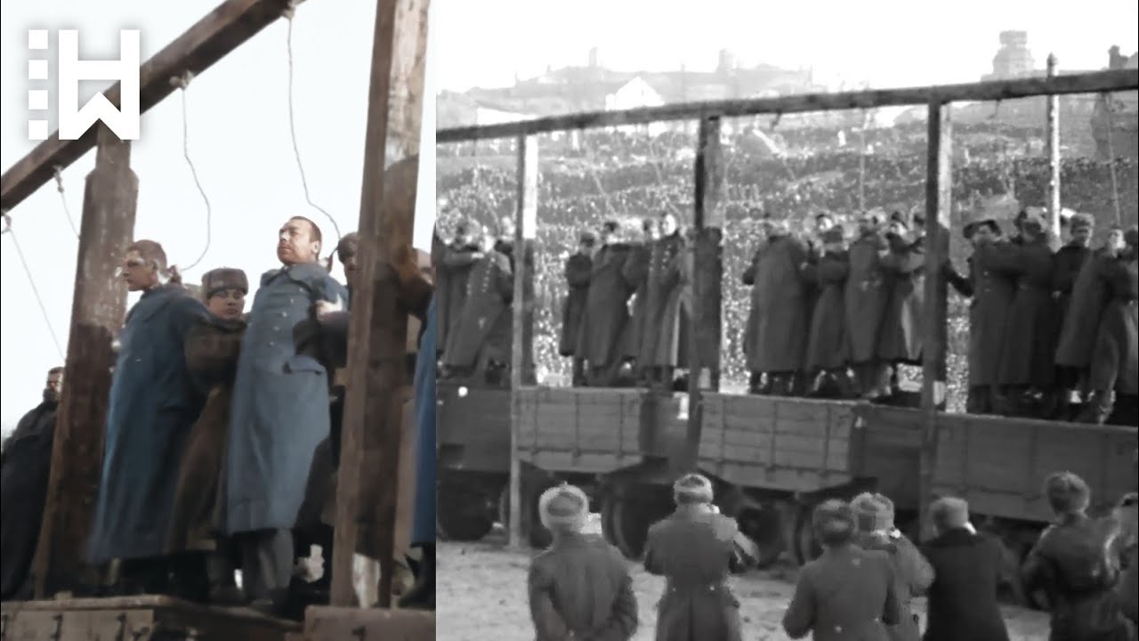 Publiczna egzekucja nazistowskich żołnierzy, kt&oacute;rzy zmasakrowali tysiące mężczyzn, kobiet i dzieci
