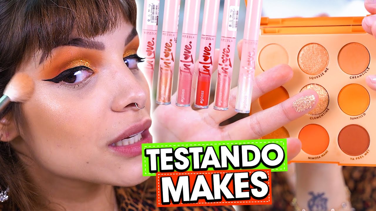 TESTANDO MAKES LACRADAS da MINHA CAIXA DE MAKES! | PALETA COLORIDA e mais!