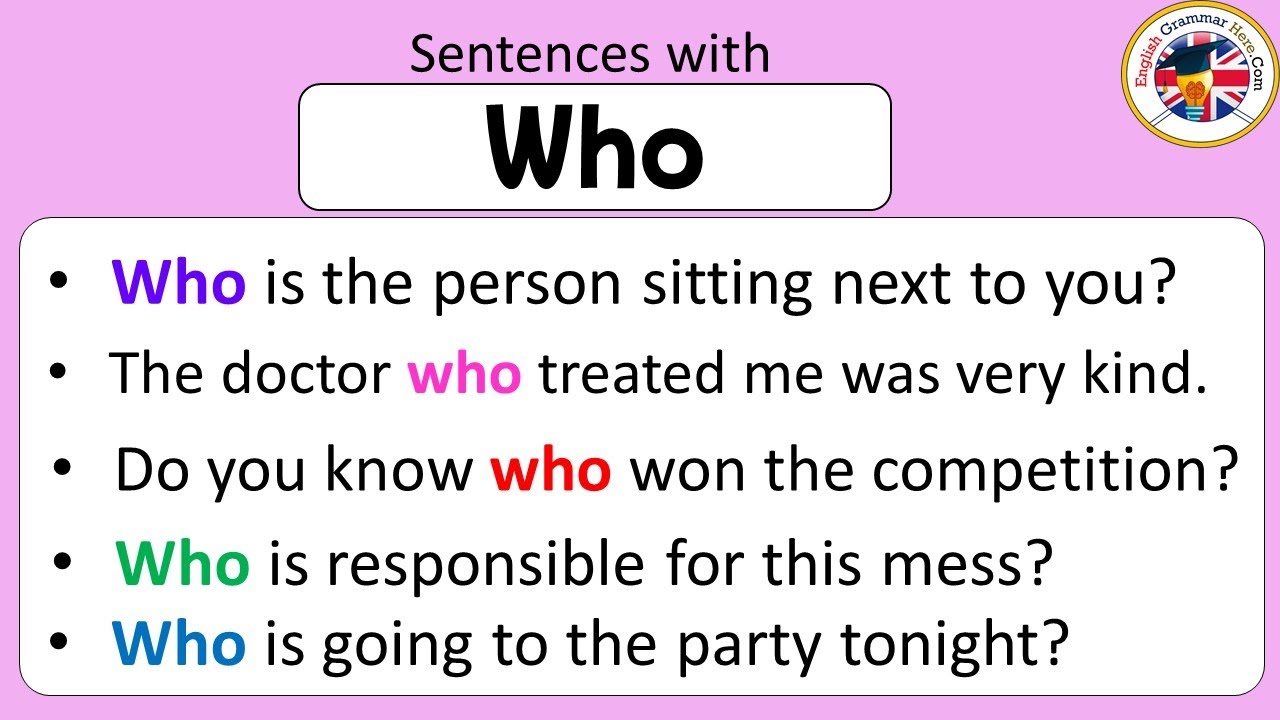 Sentences with Who, Who in a Sentence, Example Sentences about Who #sentences #learnenglish
