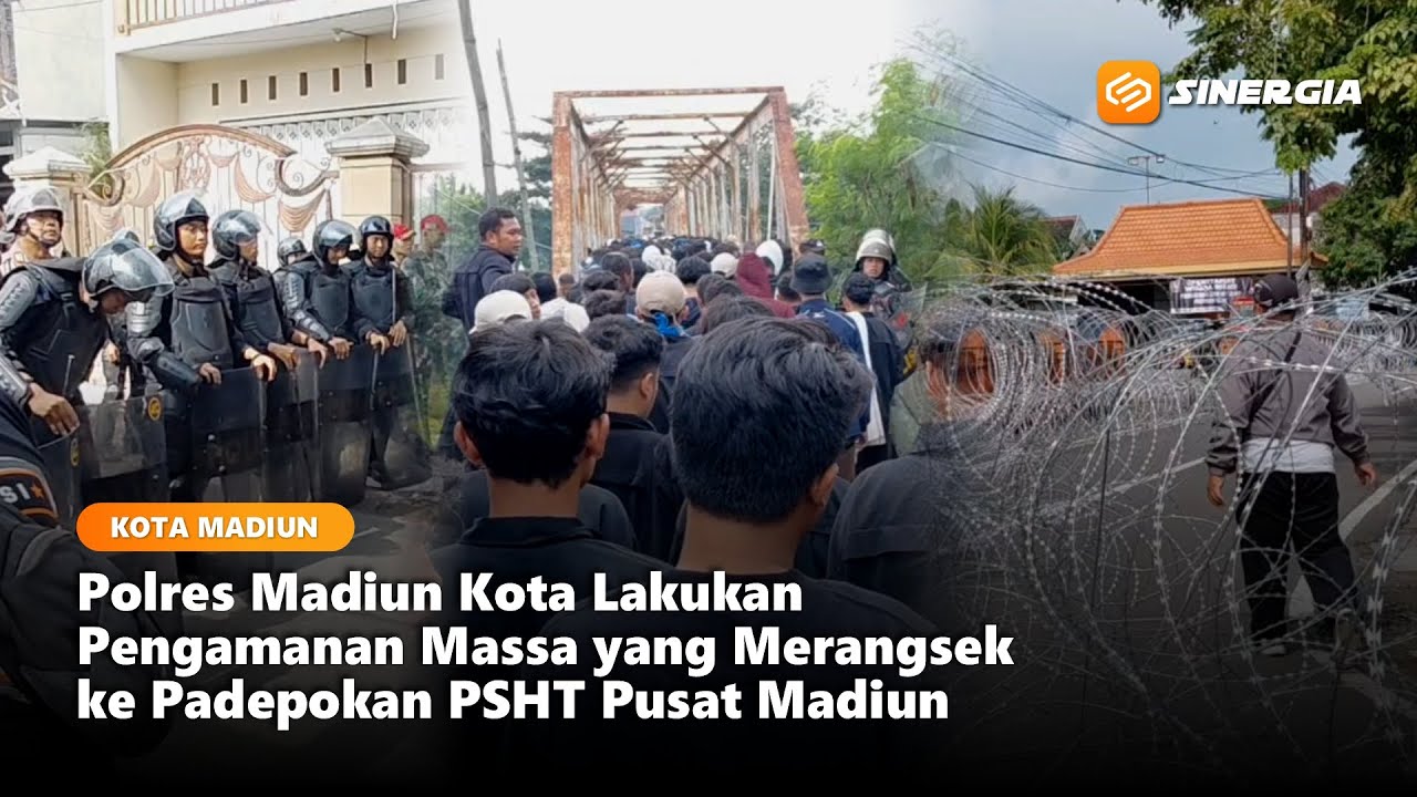 KOTA MADIUN - Polisi Lakukan Pengamanan Massa yang Merangsek ke Padepokan PSHT Pusat Madiun