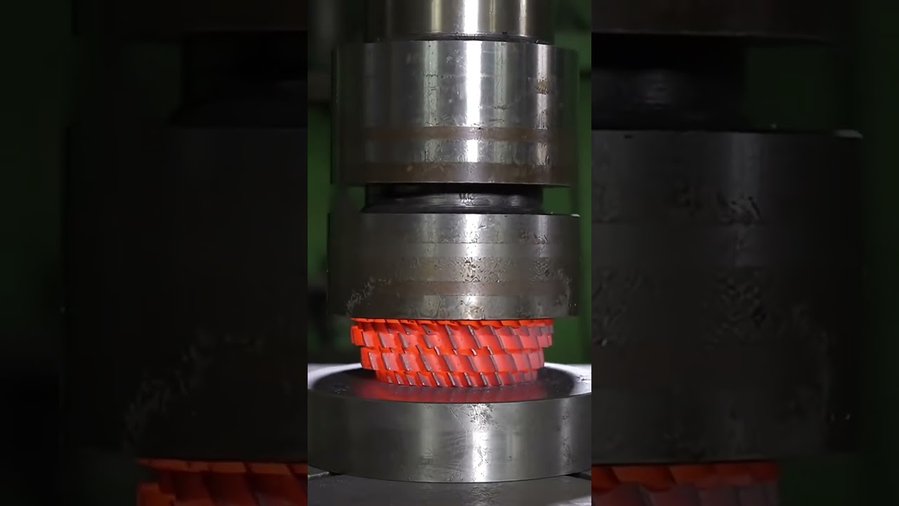 🔥⚙️ Red-Hot Iron Gear Stack vs Hydraulic Press — Pure Crushing Power 💥 